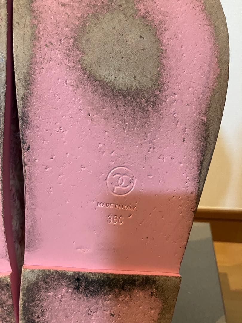 CHANEL ピンク ツイード サンダル 38C