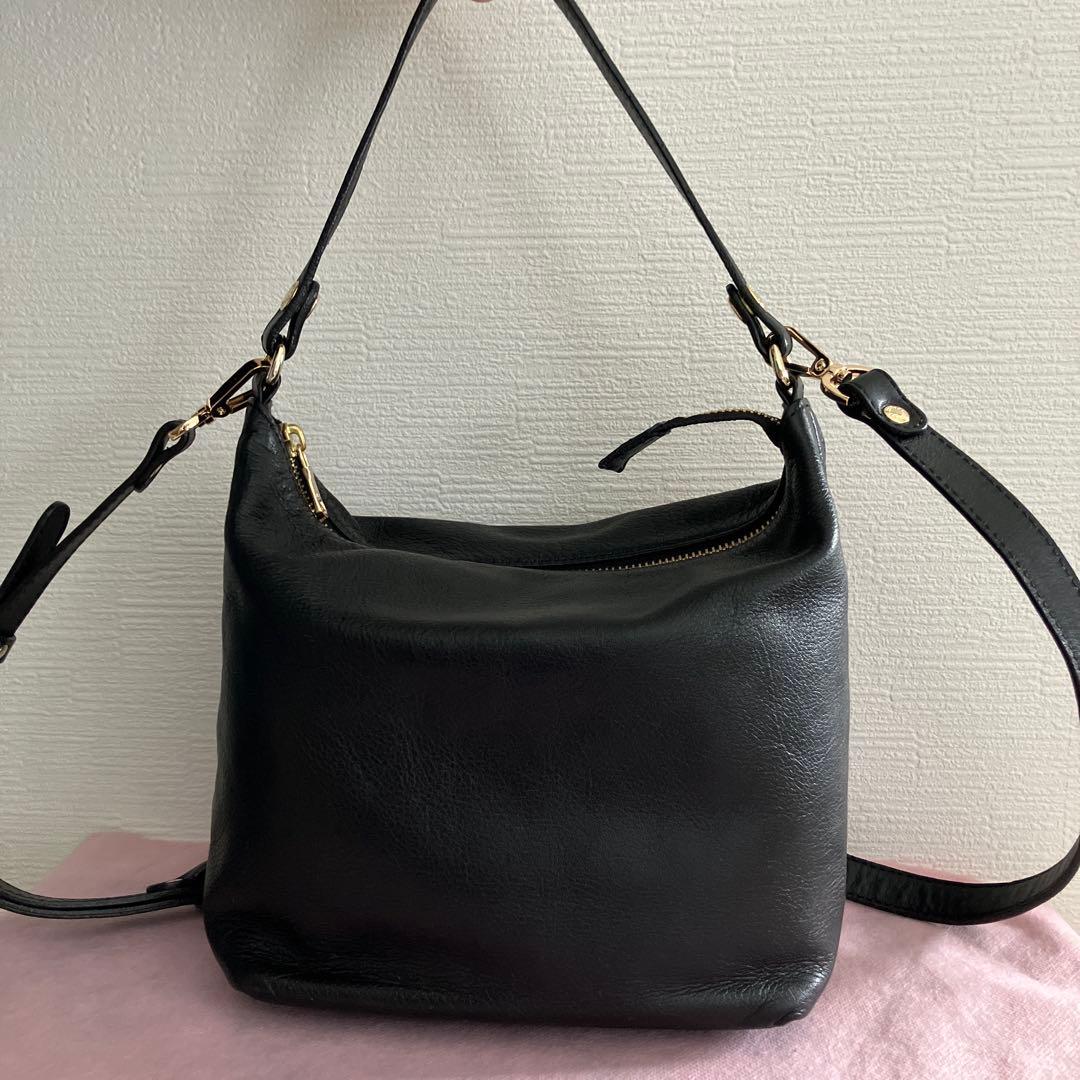 ラシット ソフトレザーショルダーバッグ　2way ブラック