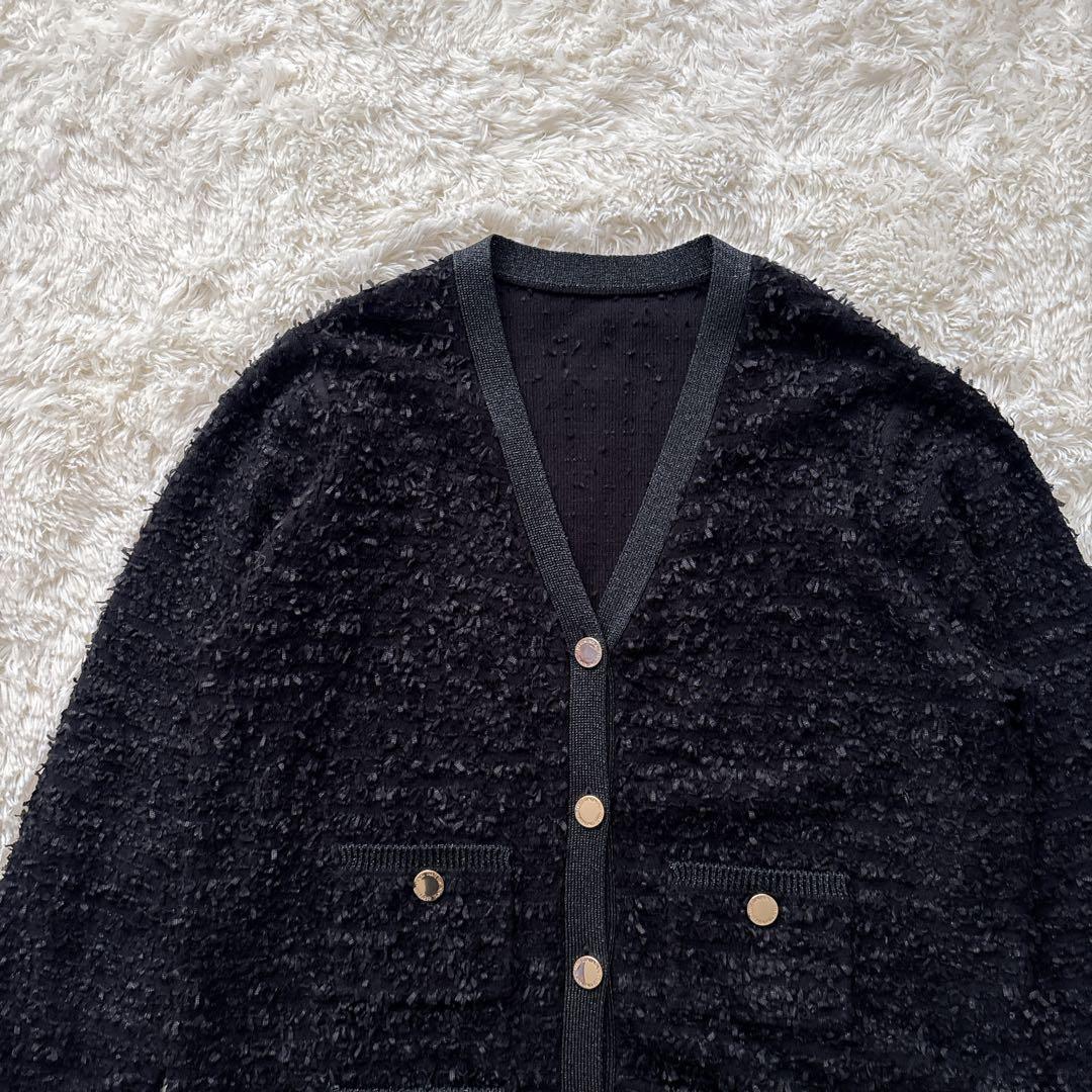 【未使用】グレースコンチネンタル 24AW ツイードバイカラーニットカーディガン