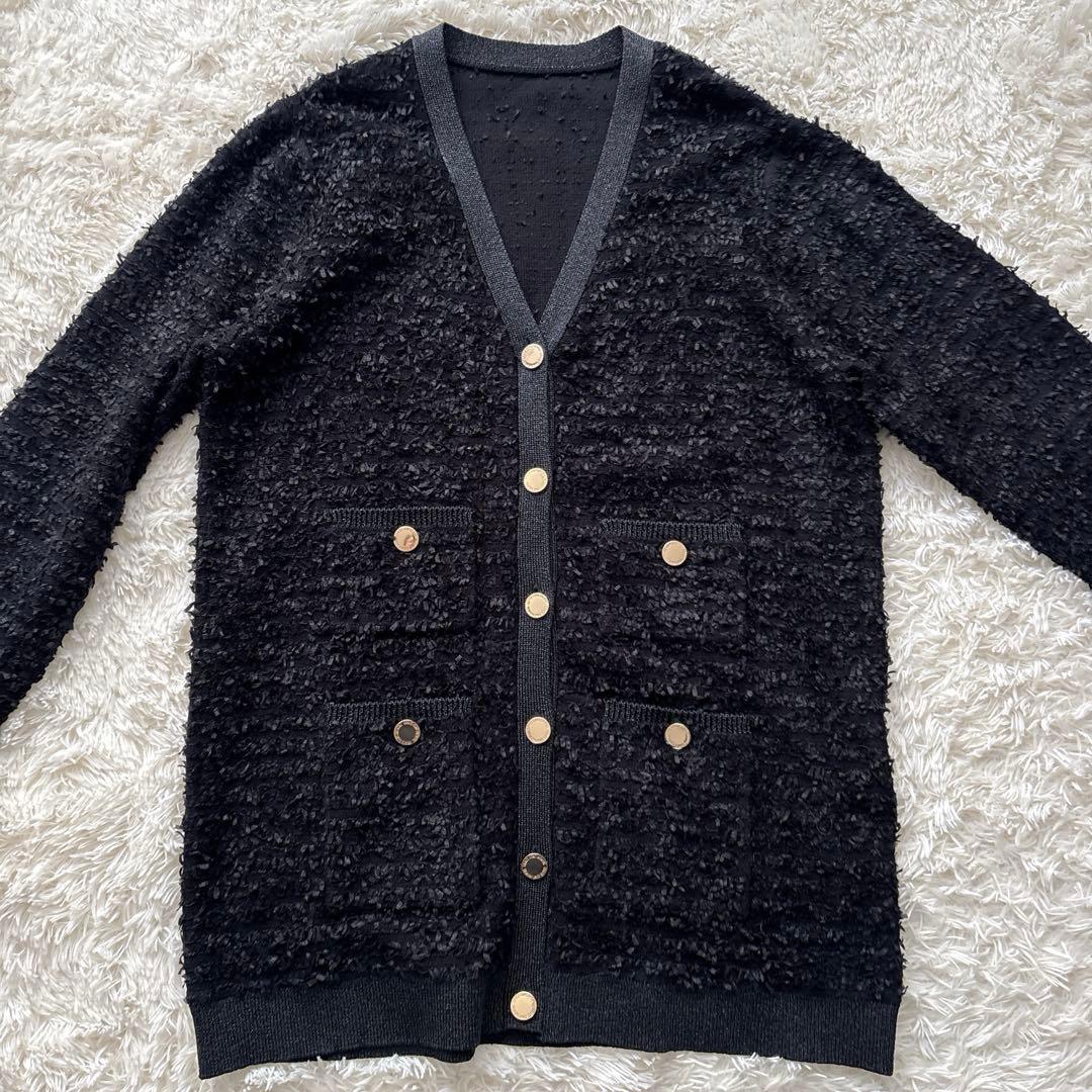 【未使用】グレースコンチネンタル 24AW ツイードバイカラーニットカーディガン