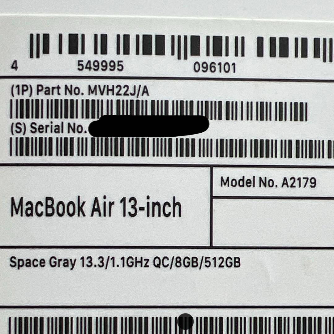 MacBook本体 Mac book air 2020 8GB/512GB core i5