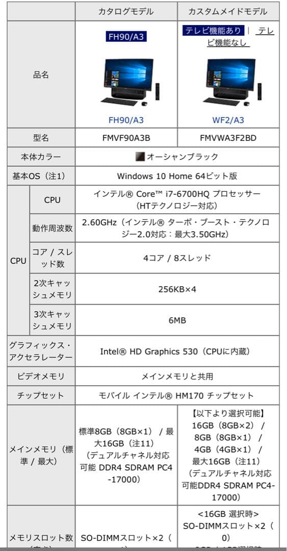 富士通 FMVF90A3B 27インチ一体型 デスクトップPC