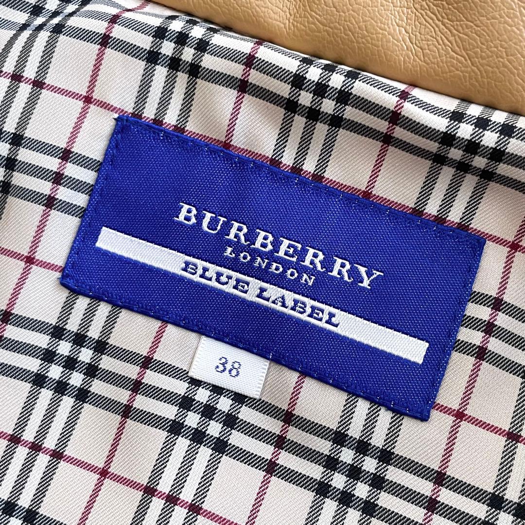 BURBERRY BLUE LABEL 裏地チェック ライダースジャケット 38