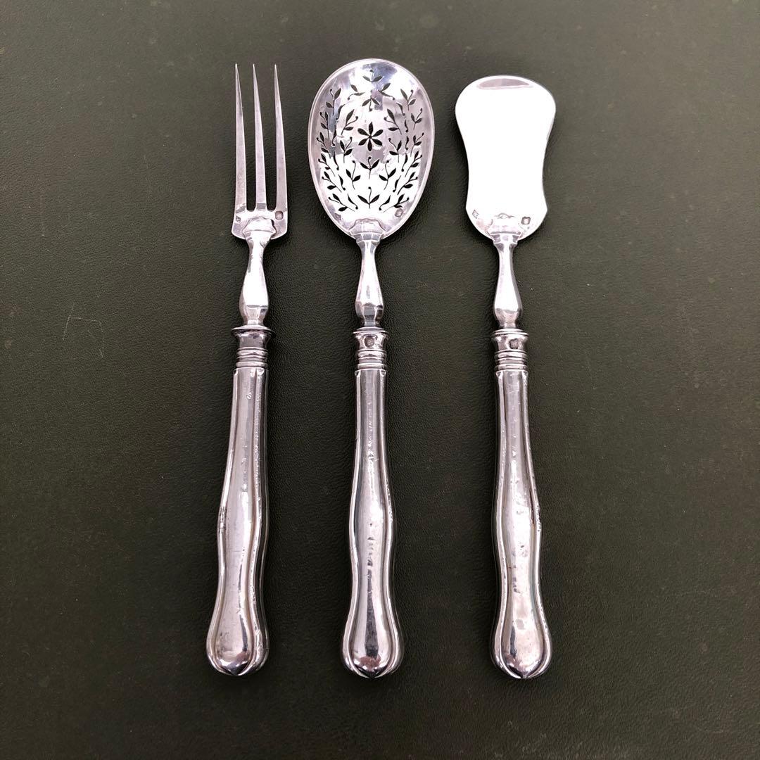 フランス アンティーク　Philippe Berthier 銀製カトラリー3本
