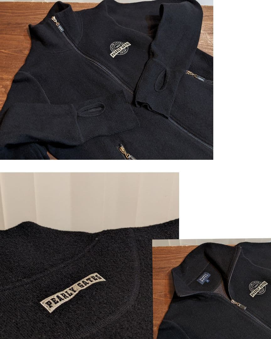 パーリーゲイツ　ニット　フルジップ　ジャケット　ウール　ゴルフ　ブルゾン　黒