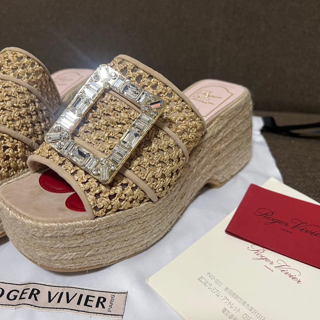ROGER VIVIER ビジュー付きプラットフォームサンダルミュール布袋付き