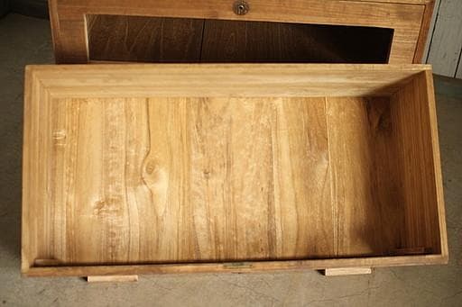 味のある前面ガラスの木製引き出し2段　食器棚　シャツケース　収納棚　古家具