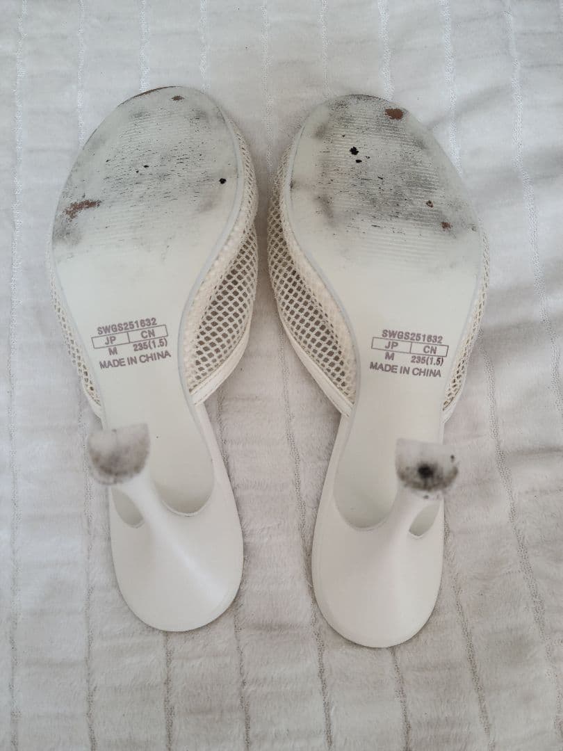 snidel メッシュパイピングミュール ホワイト　M　スナイデル