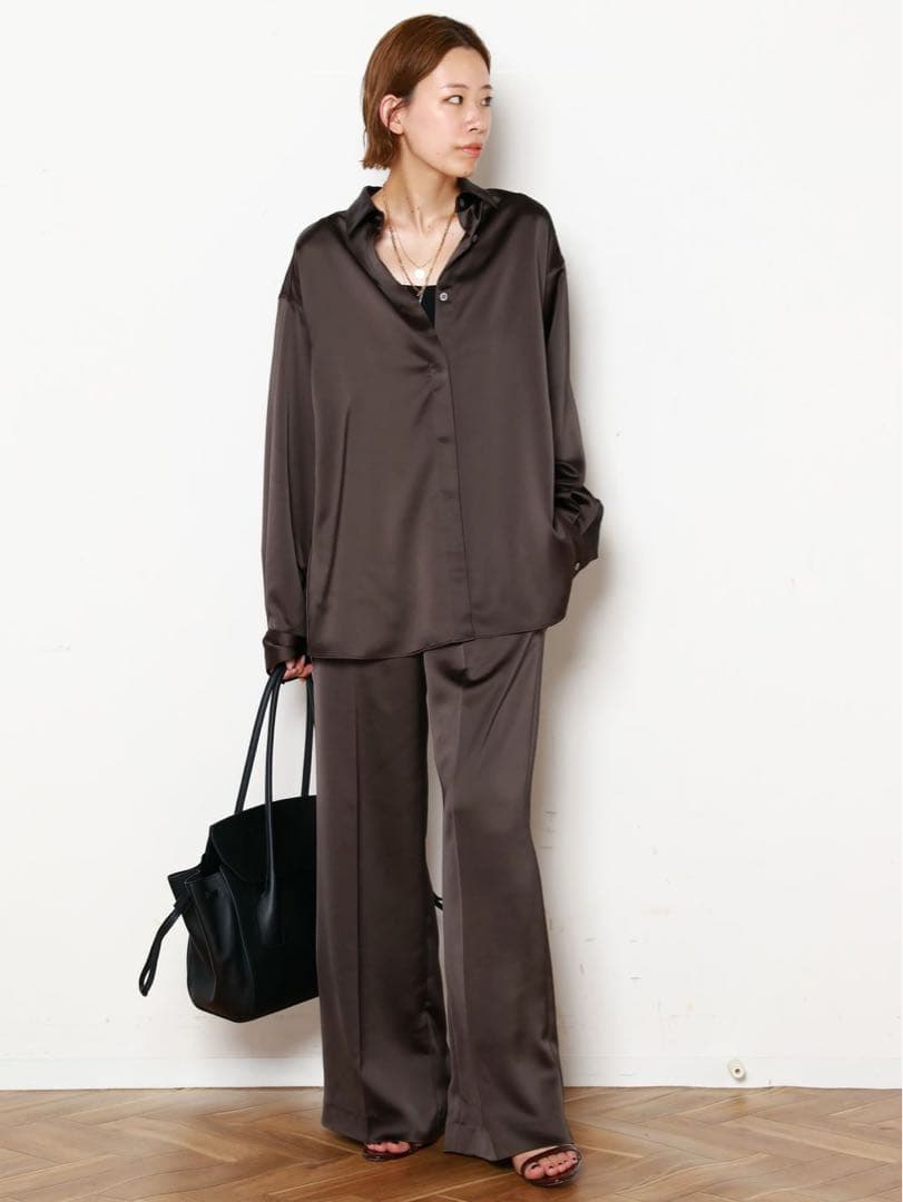 【美品】AP STUDIO サテンシャツ　ブラウン　大幅値下げ