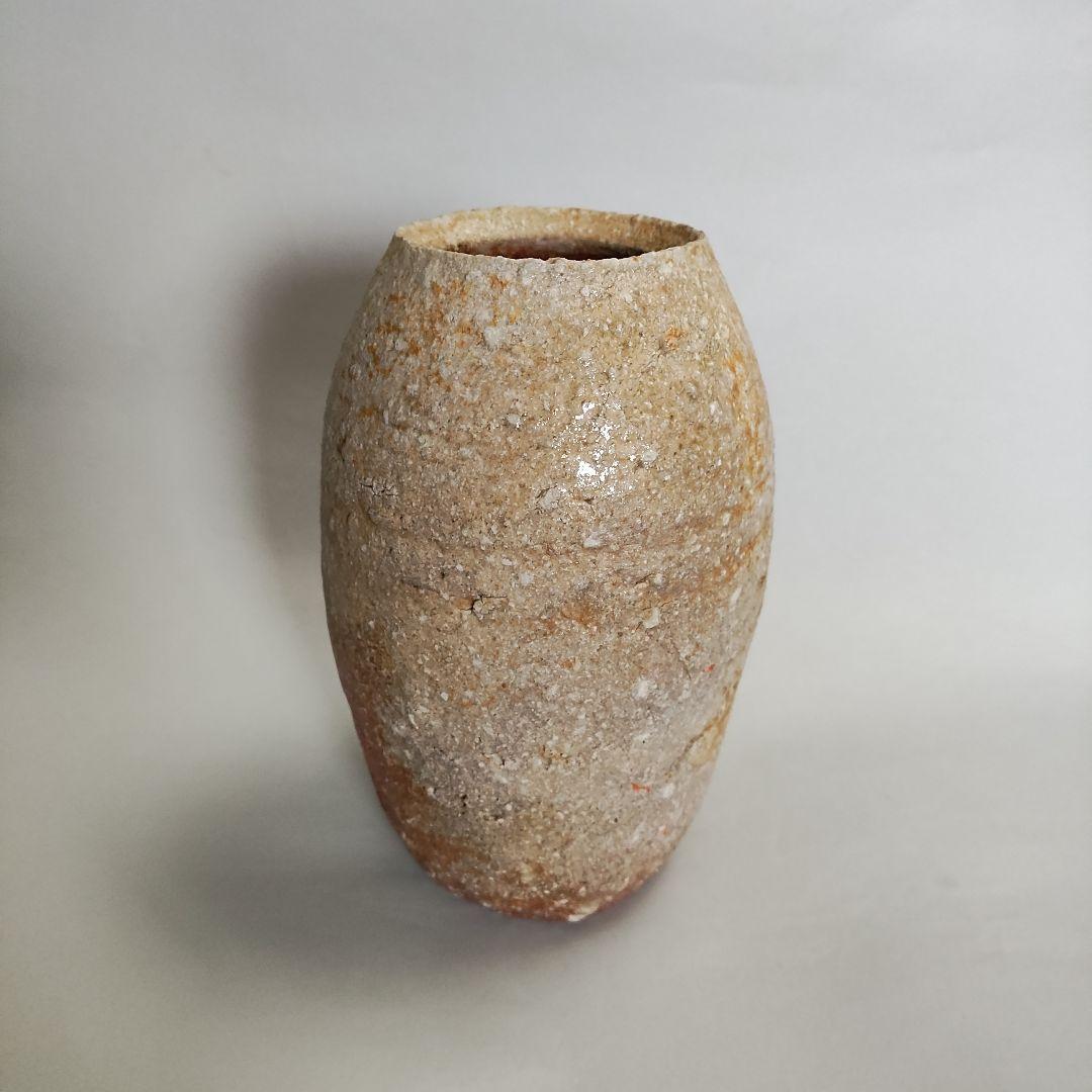 岡見周二　掛花生　花入　花瓶　信楽　自然釉