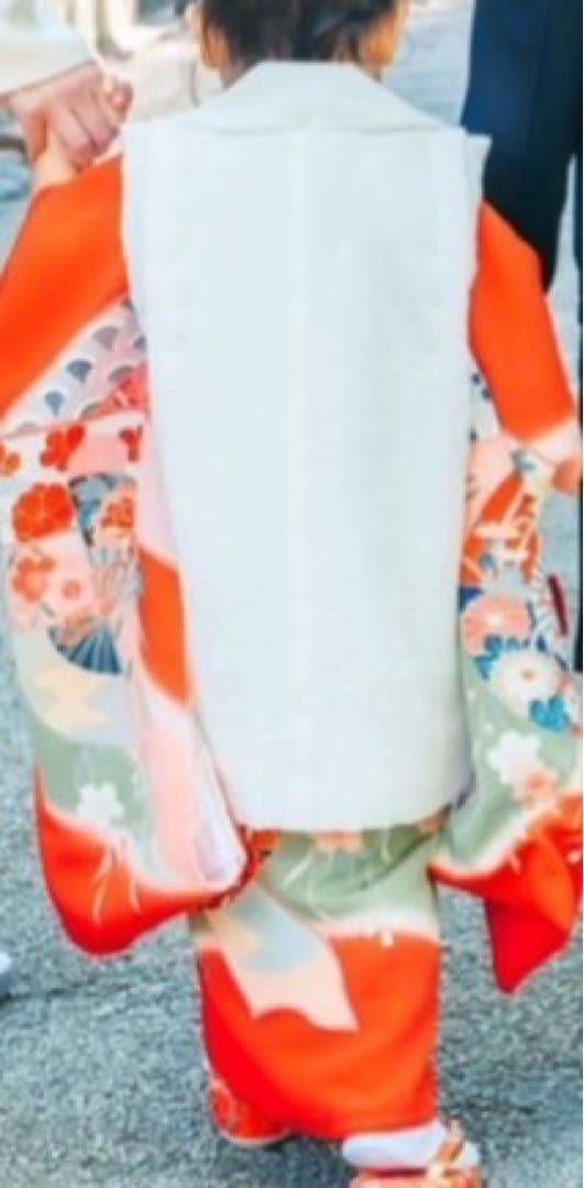 七五三 3歳　白地正絹被布 草履きんちゃくセット 足袋付き 日本製