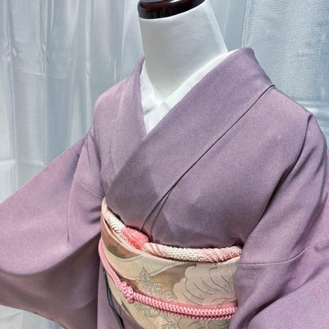 ま*も様 正絹　鮫小紋　江戸小紋　袷　作家　しつけ　未着用　紋付　フルセット　フ