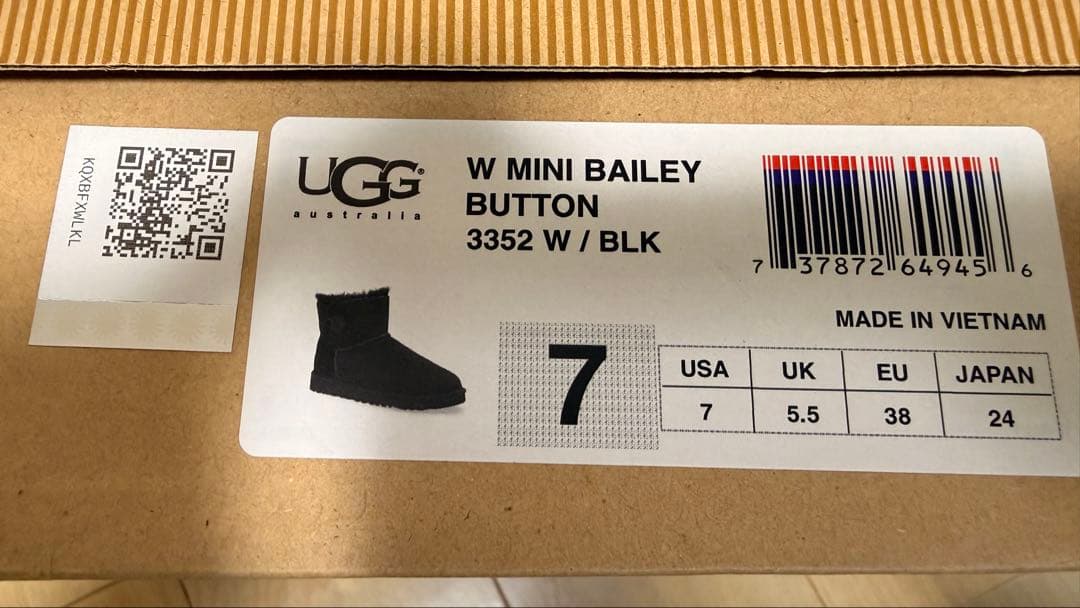 新品　UGG W MINI BAILEY BUTTON 3352 W / BLK
