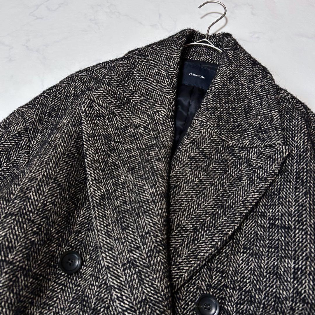 未使用級 フレームワーク TWEEDツイードショートコートワイド定価 5.2千円