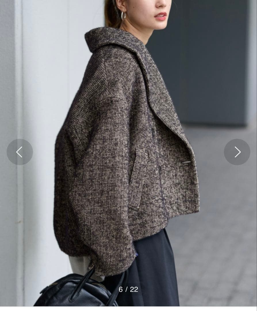 未使用級 フレームワーク TWEEDツイードショートコートワイド定価 5.2千円