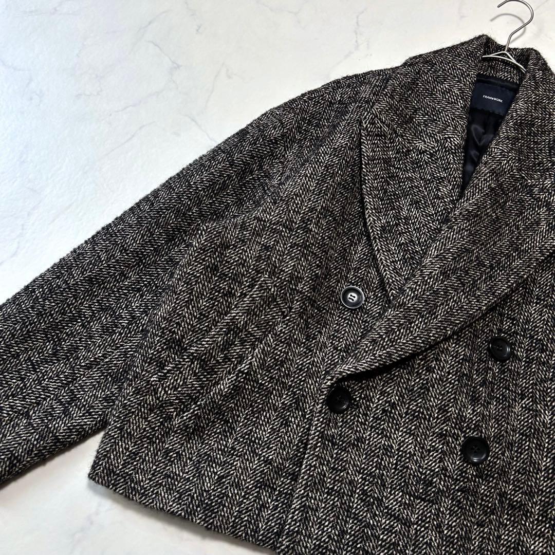 未使用級 フレームワーク TWEEDツイードショートコートワイド定価 5.2千円