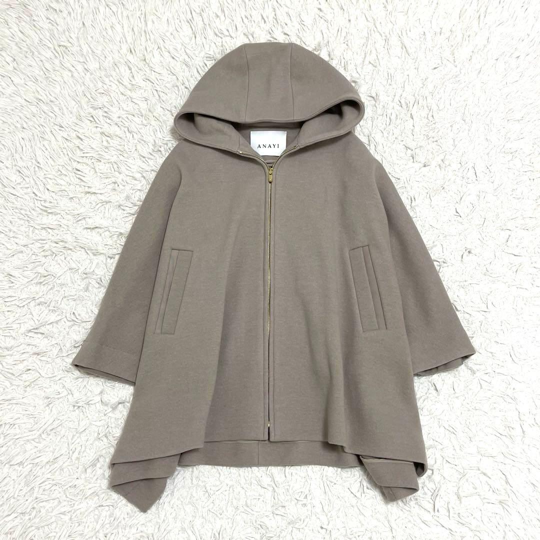 美品 ANAYI アナイ　アッシュクウール　フードポンチョ　ケープ