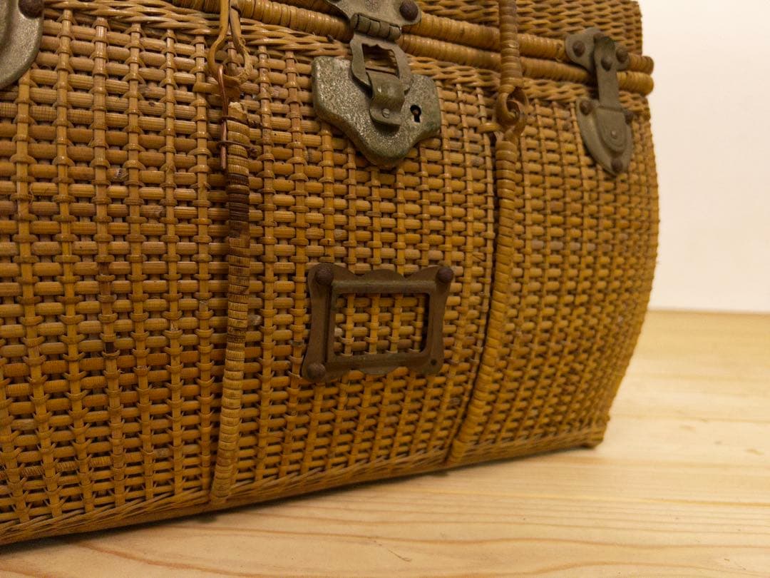 【須賀】籐　バッグ　2a015　古道具　古家具　ビンテージ