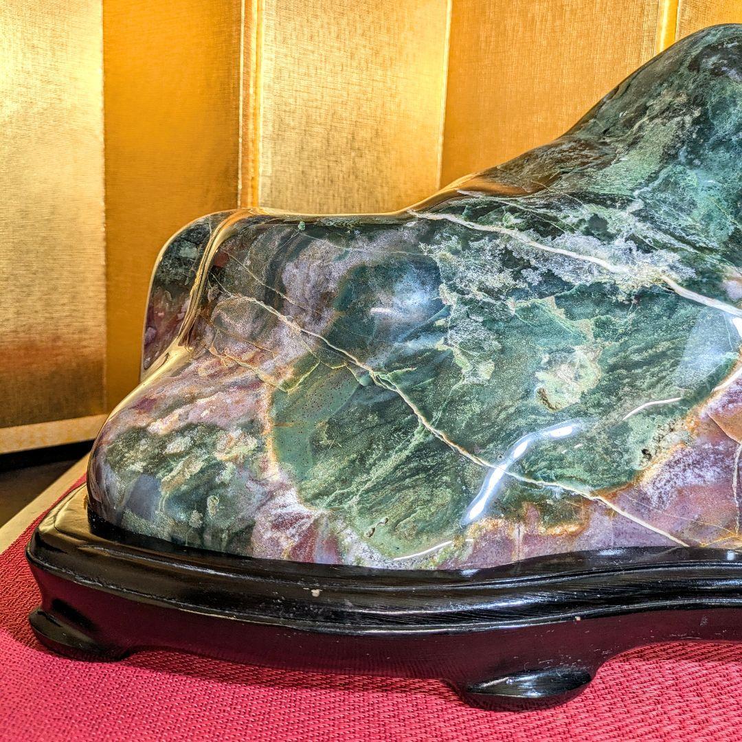 グリーンジャスパー14.5㌔ 鑑賞石 観賞石 水石 盆石 天然石 置物 メノウ