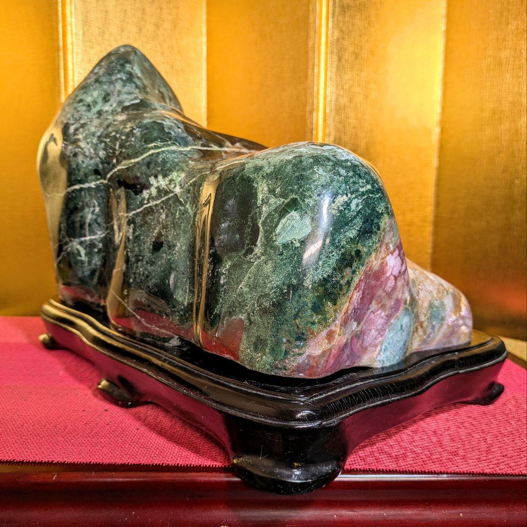 グリーンジャスパー14.5㌔ 鑑賞石 観賞石 水石 盆石 天然石 置物 メノウ