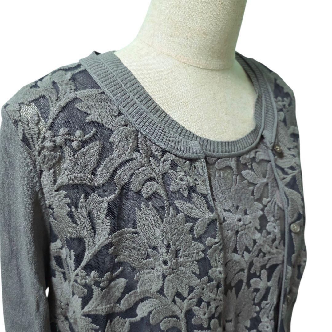 Sov. グレー 花柄 ニットアンサンブル