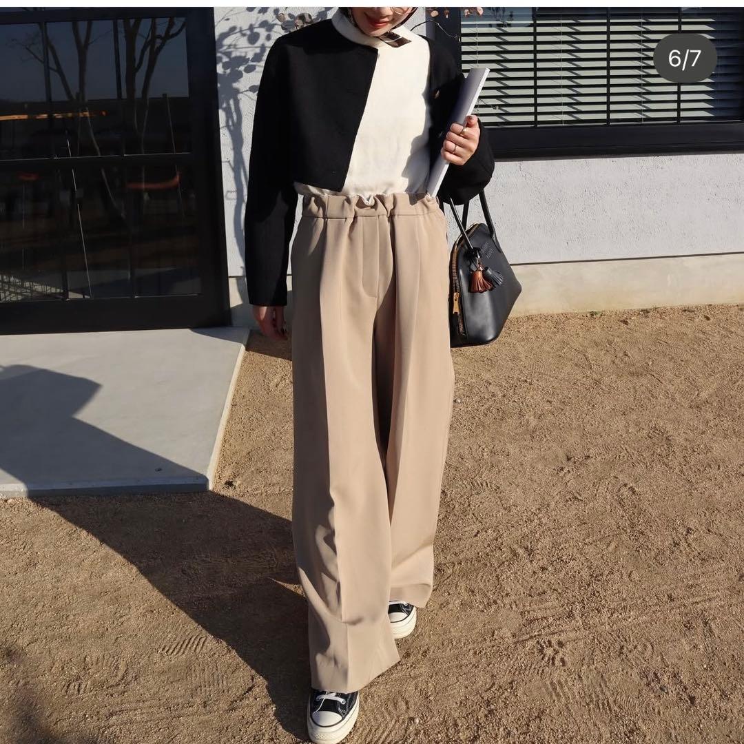 epa エパ　ツイルワイドパンツ ベージュ