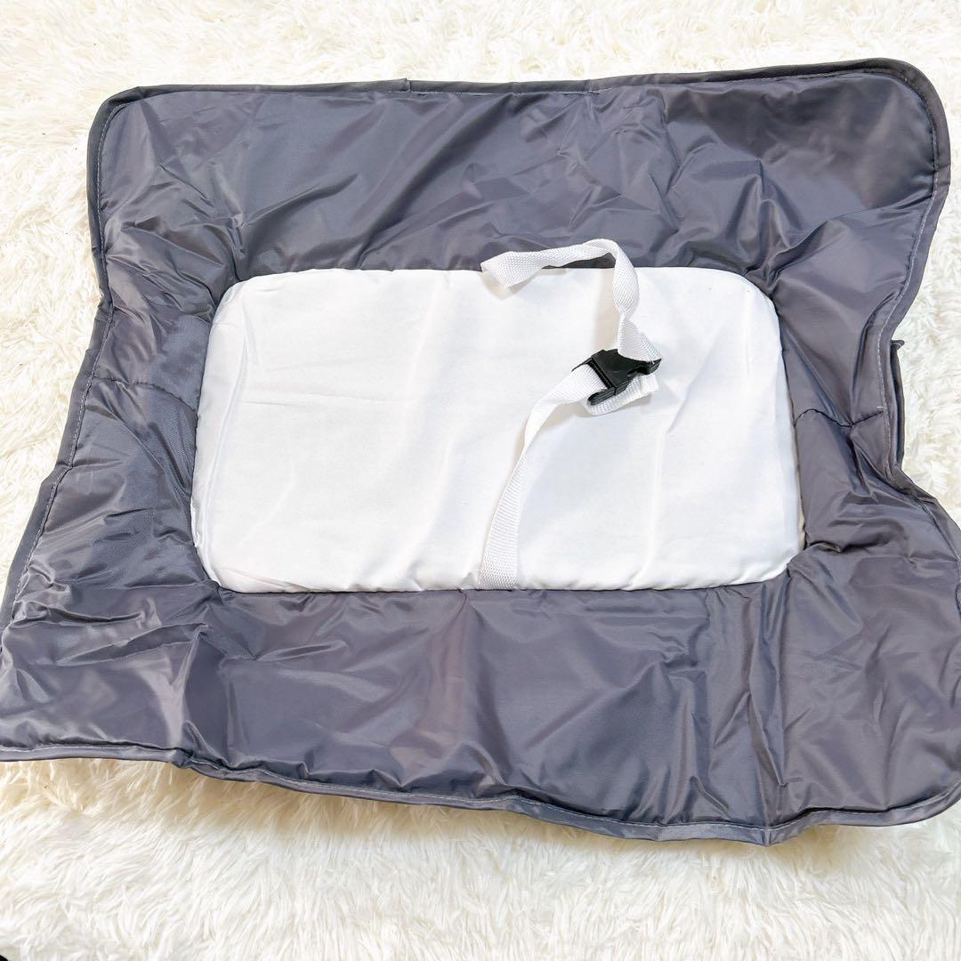 ベビーベッド 添い寝 おむつ台　折りたたみ キャスタ付き 蚊帳　ダーググレー