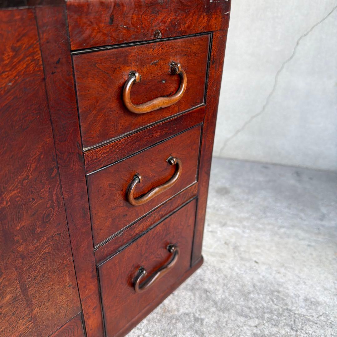 当時物　関東火鉢 欅 長火鉢　欅　黒柿　猫板　時代家具　アンティーク