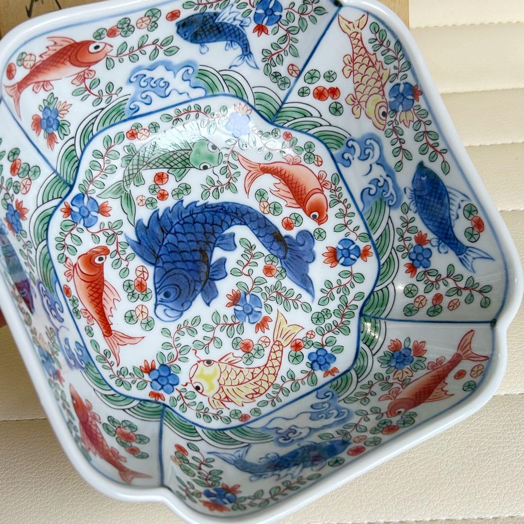 有田焼　弥左衛門窯　万歴魚藻紋　盛鉢　大鉢　深鉢　赤絵　染付　古伊万里　深皿