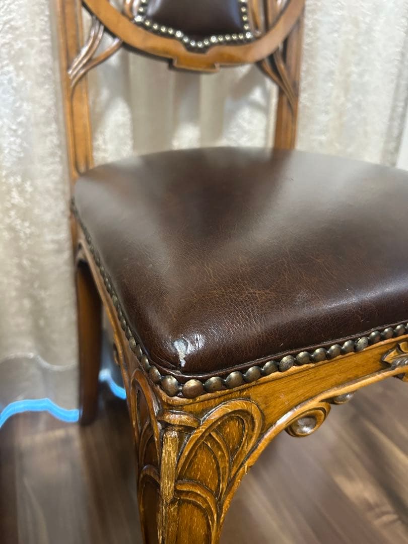 Medea アールヌーボー風 木製椅子 ブラウン4脚