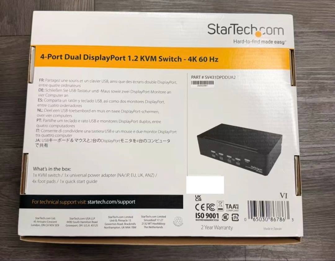 4ポート デュアルDisplayPort KVMスイッチ 4K/60Hz
