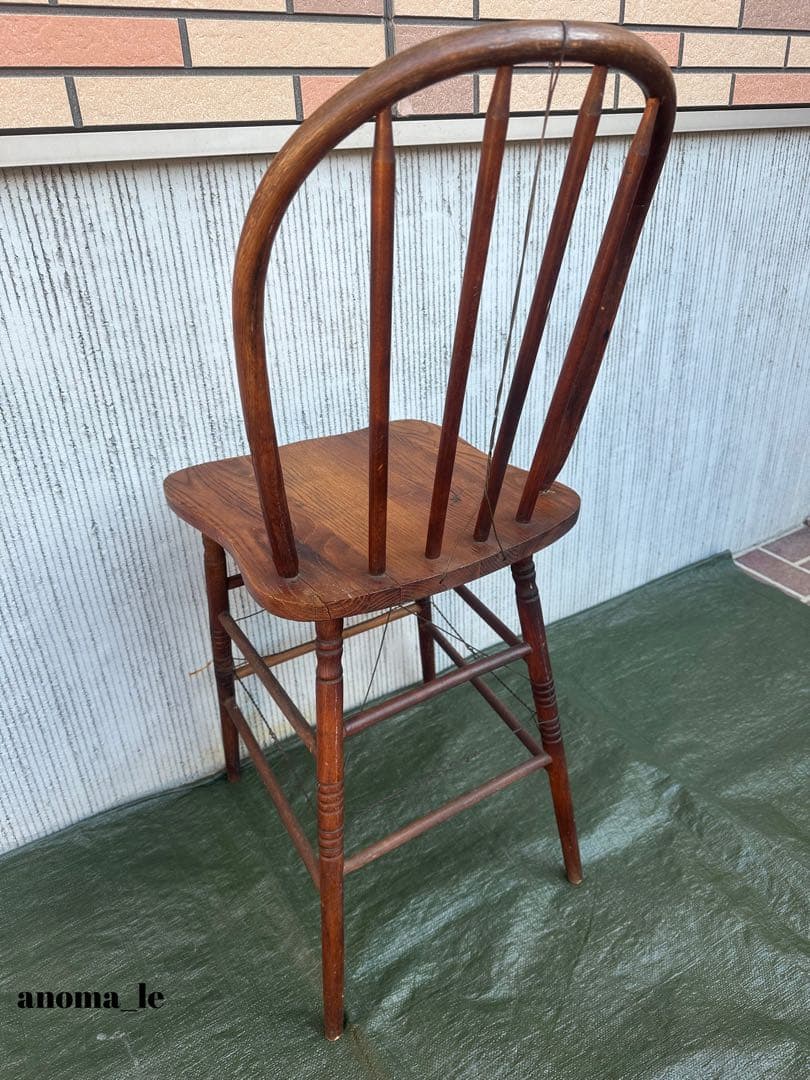 1023【ハイチェア】木製　スティックバック　ウィンザーチェア　USヴィンテージ