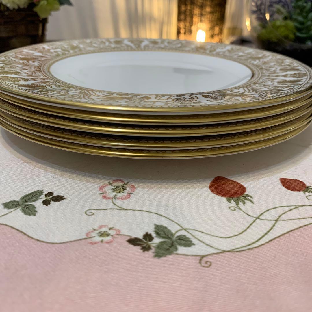 ウェッジウッド ゴールド　フロレンティーン　20.5cmデザートプレート　5枚