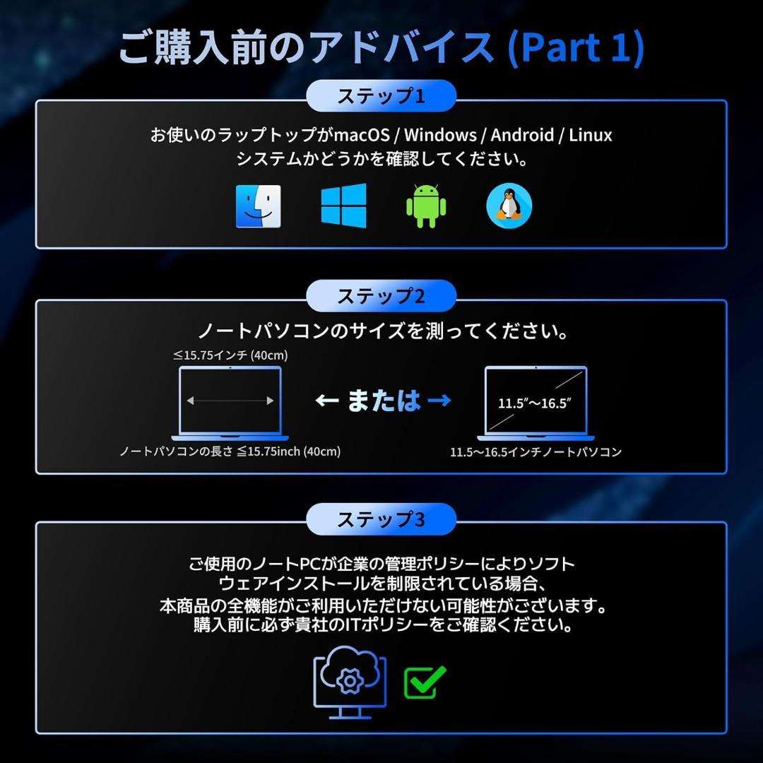 ROADOM デュアルモニター 14インチ モバイルトリプルモニター