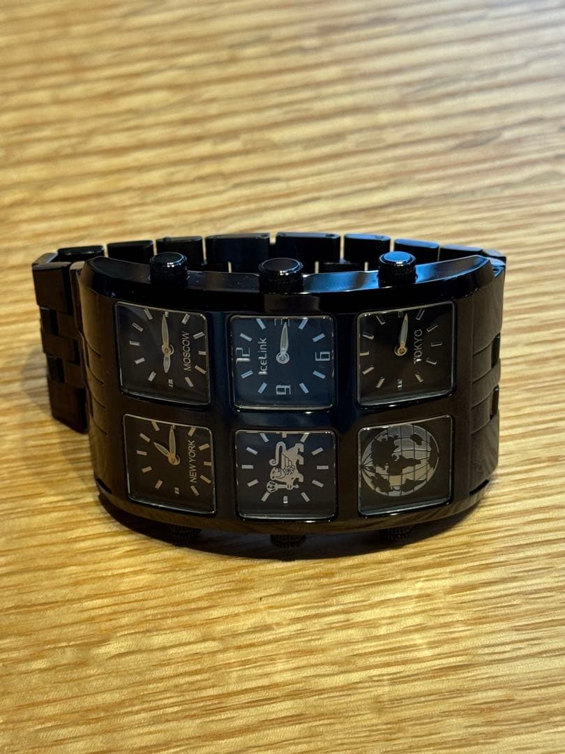IceLink AVALANCHE腕時計 黒　4タイムゾーン　 おまけのベルト付