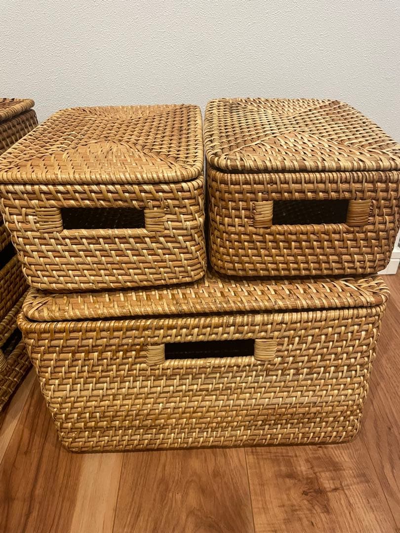 ＲINAKKO様ご検討中　重なるラタンバスケット　無印　ニトリ　収納