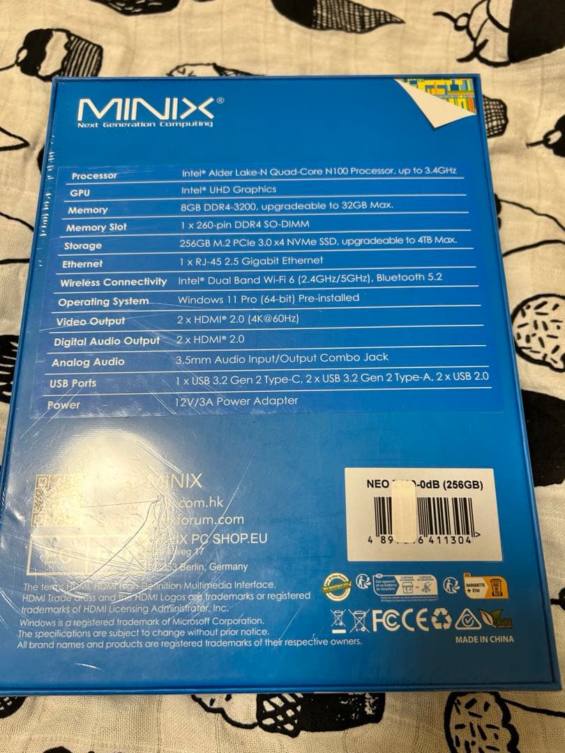 未使用品　MINIX NEO Z100 ファンレスミニpc 12世代N100