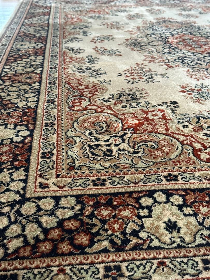 ギリシャ製 100％ウール 機械織りラグ