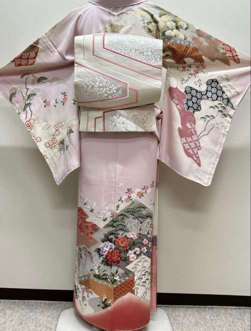 訪問着フルセット　正絹　袋帯、帯揚げ、帯締め