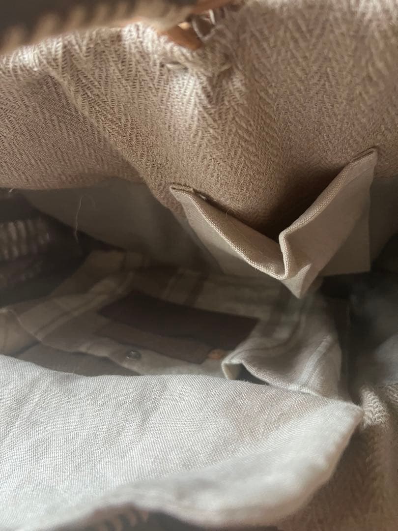 大容量 籐製かごバッグ ベージュ系