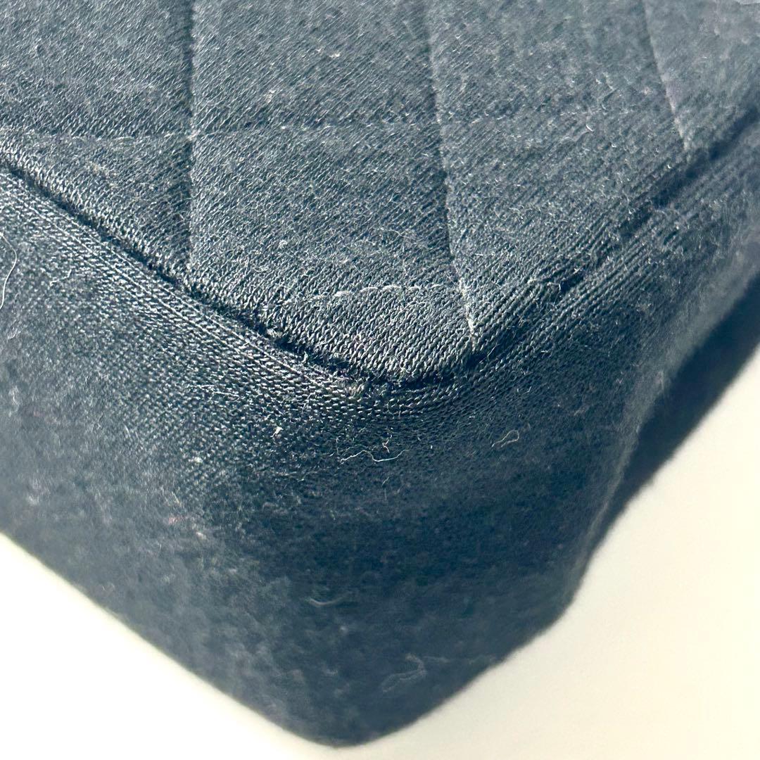 シャネル　マトラッセ コットン　ダブルフラップ　Wチェーン　ショルダーバッグ