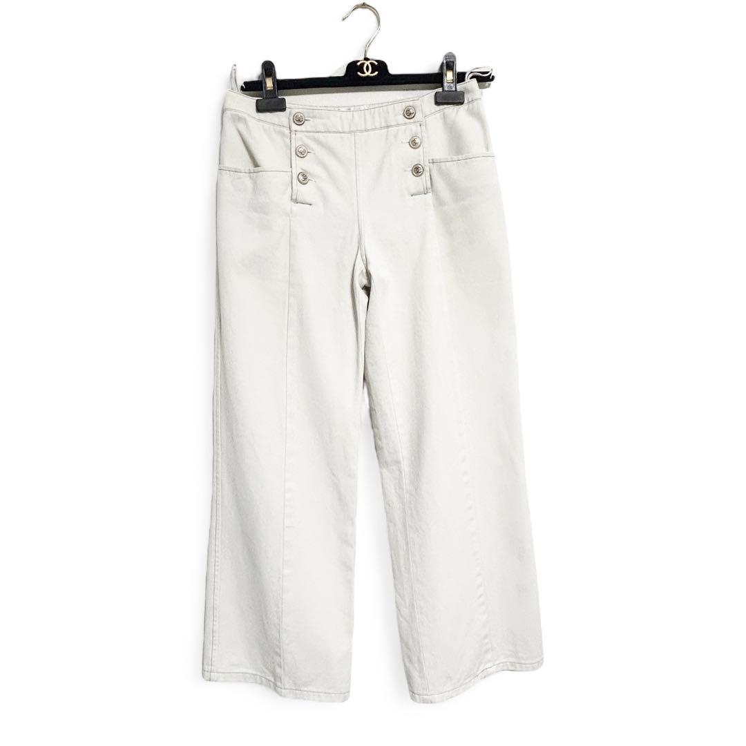 【希少❤︎美品】CHANEL ココボタン　パンツ　セットアップ　白 38