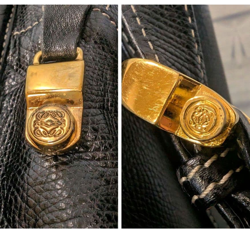 ♥極美品♥ロエベ OLD LOEWE ショルダーバッグ アナグラム レザー 黒