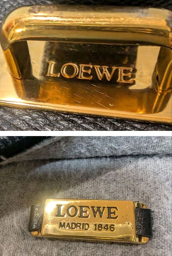 ♥極美品♥ロエベ OLD LOEWE ショルダーバッグ アナグラム レザー 黒