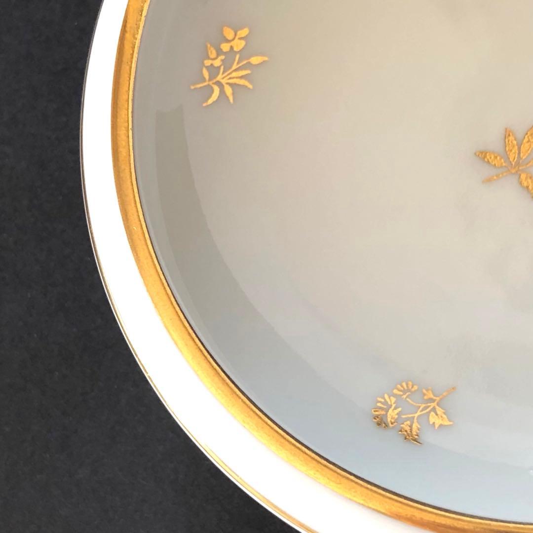 セーブル丸形ディッシュ☆白磁金彩☆24K金彩小花紋様☆仏ヴィンテージ未使用