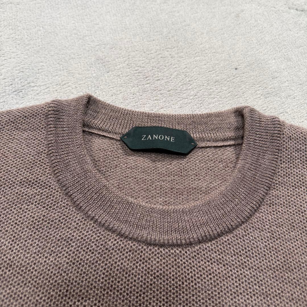 ザノーネ　50サイズ　丸首　ニット　セーター　グレージュ系