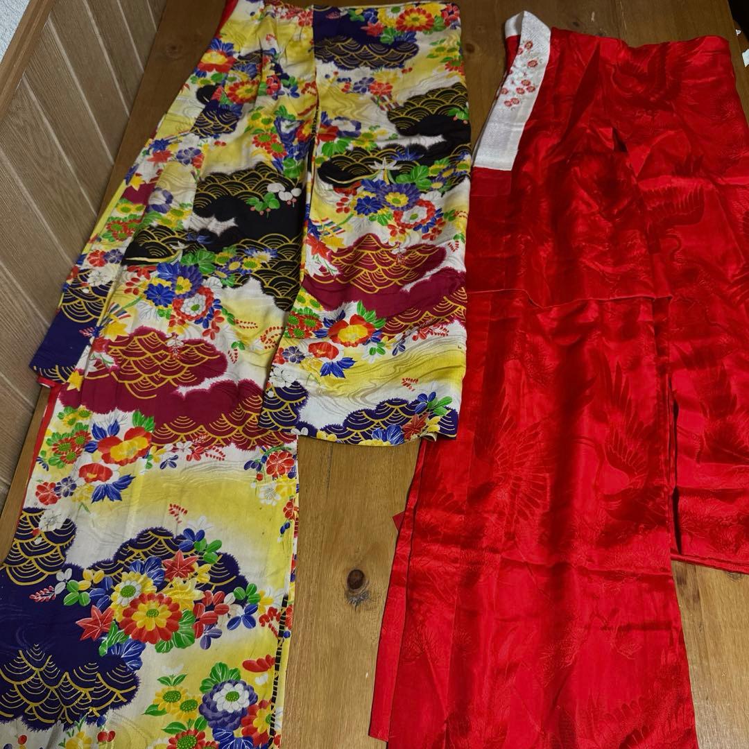 七五三　小さめ7歳　アンティーク着物　長襦袢付き　18ー9