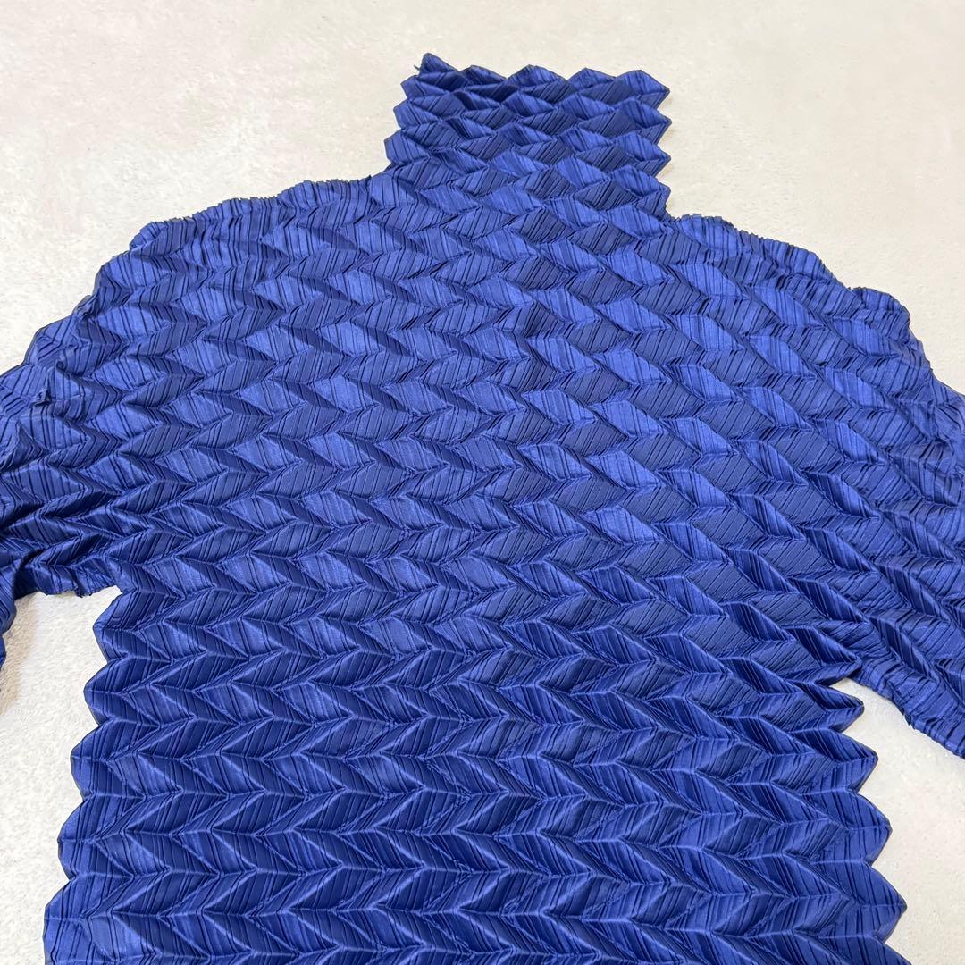 極美品✨ISSEY MIYAKE プリーツ　立体　変形　ネイビー　長袖　シャツ