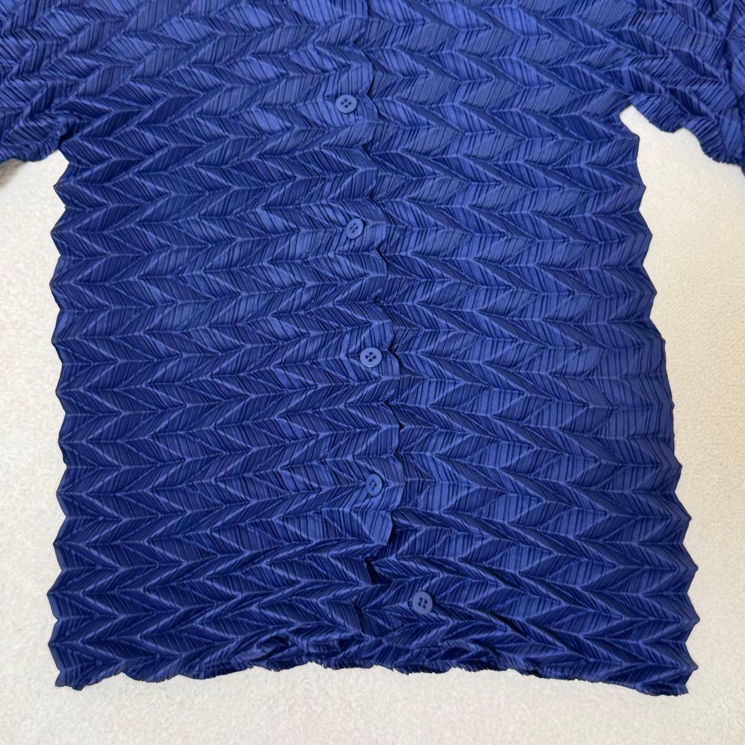 極美品✨ISSEY MIYAKE プリーツ　立体　変形　ネイビー　長袖　シャツ