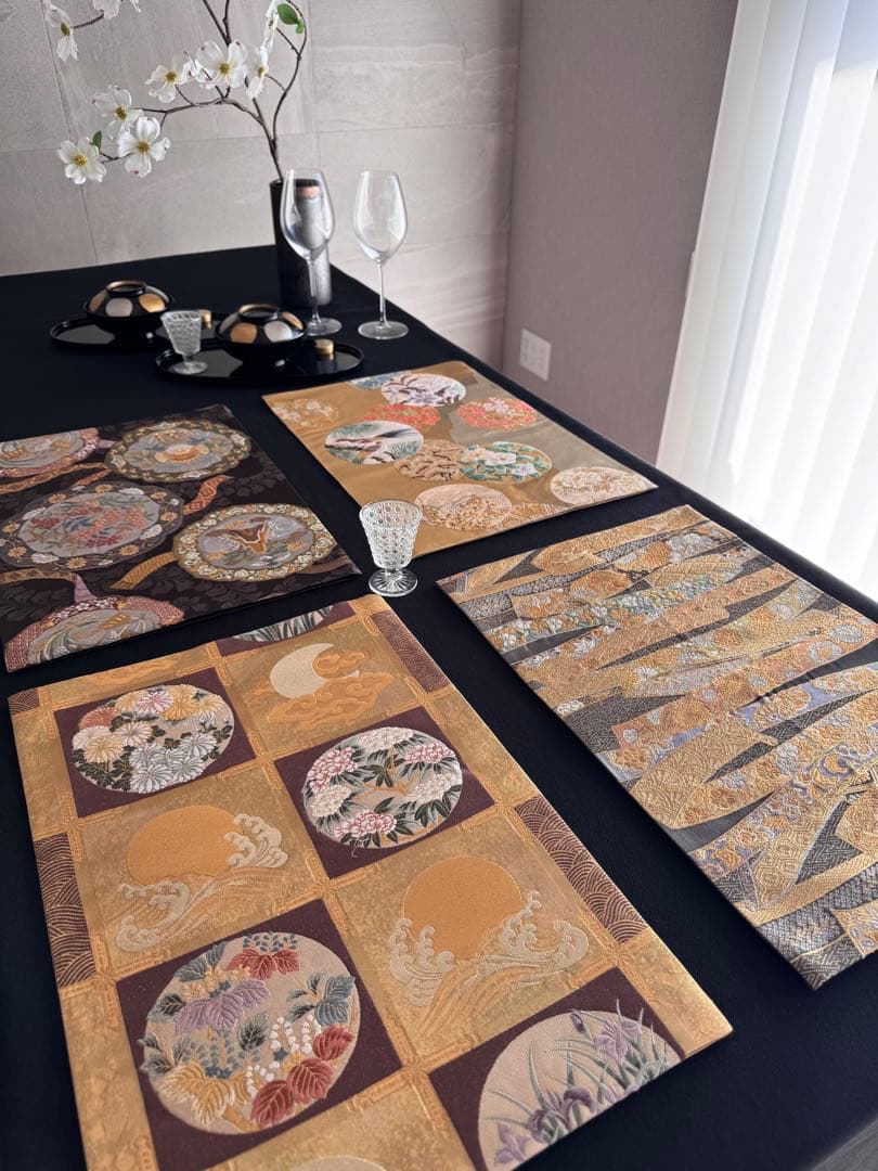 専用◼︎70◼︎一点物 高級袋帯 正絹ランチョンマット4枚セット【帯リメイク】